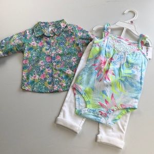 Neon Floral Baby Girl Bundle Size 9 month